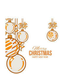 orange christmas balls with ribbon and bows vector