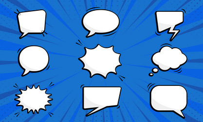 Retro empty comic speech bubbles set for dialog vector