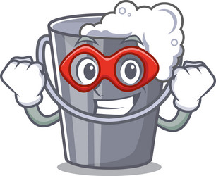 super hero soapy water in a cartoon bucket vector