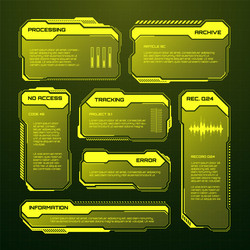 yellow futuristic hud ui elements sci-fi user vector image