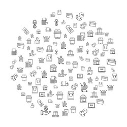 commerce concept in circle with clean and simple vector image