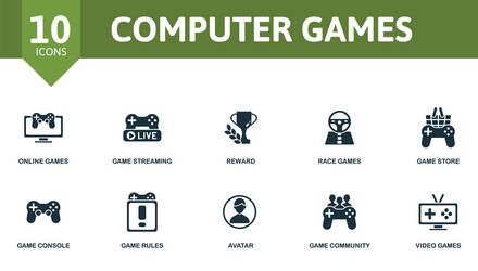 computer games icon set contains editable icons vector image
