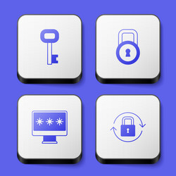 set old key lock monitor with password and icon vector image