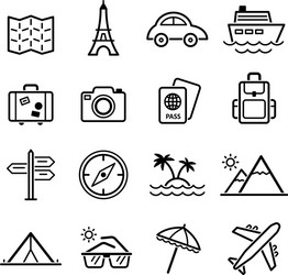 Travel Icons & Tourism Symbols Vector Image