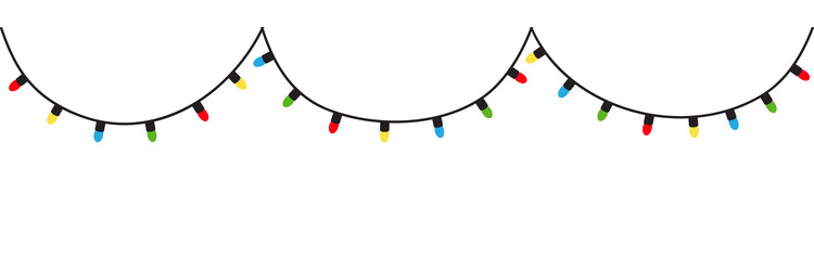 christmas lights three colorful string fairy vector