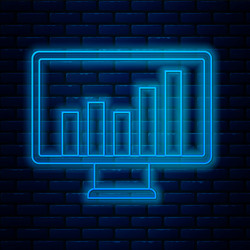 glowing neon line computer monitor with graph vector image
