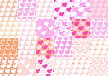 set of twenty four hearts seamless patterns vector