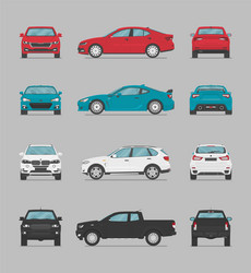 Side view front back top Royalty Free Vector Image