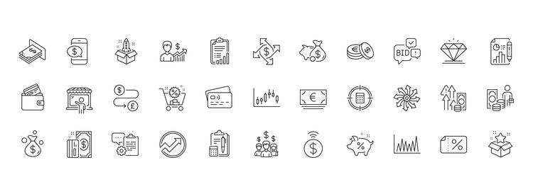 diamond versatile and savings line icons for web vector image