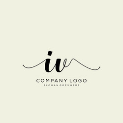 Initial iv handwriting logo with circle template Vector Image
