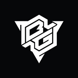 Bg logo monogram hexagon shape with triangle Vector Image