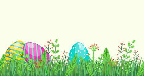 Spring grass seamless border with flowers Vector Image