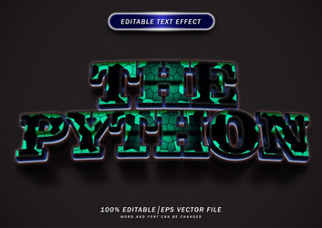 Editable text effect the python 3d wild and skin vector