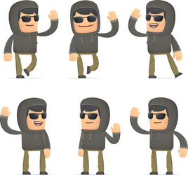 set of hacker character in different poses vector