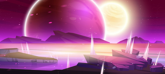 Alien Planet Frozen Landscape Space Background Vector Image