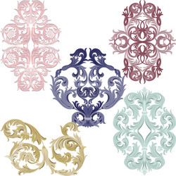damask pattern elements set vector image