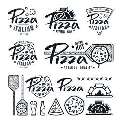 Pizzeria Labels & Badge Set Vector Image
