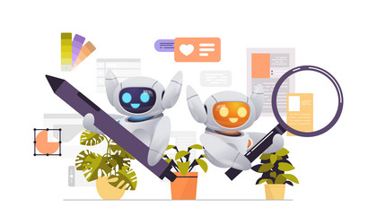 robots digital designers programmer and analyst vector image