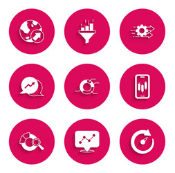 set pie chart infographic graph digital speed vector image