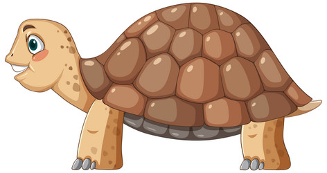 Side view of tortoise with brown shell in cartoon vector