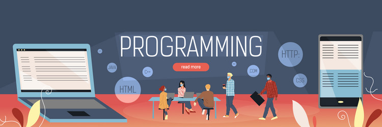 computer programming concept group of young vector image