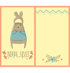 Happy easter card with cute bunny vector