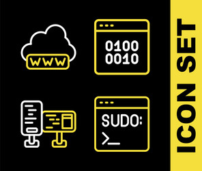 set line binary code terminal computer vector image