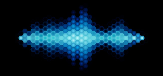audio or music shiny sound waveform with hexagonal vector image