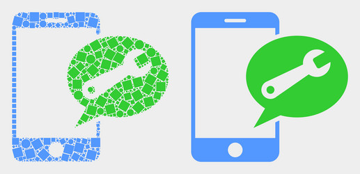 dotted and flat mobile service message icon vector image