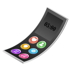Flexible mobile display on white background vector