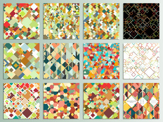 set of abstract colorful cards square or triangle vector image