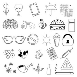 set of simple linear icons without filling badges vector image