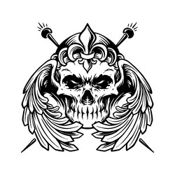 sugar skull muertos with wings logo outline Vector Image