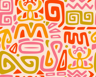 tiki seamless pattern aztec textile print vector image