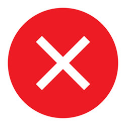 Wrong mark button in red circle icon on white vector