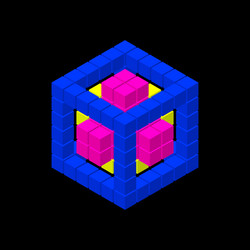 abstract 3d cube from cubes isometric projection vector