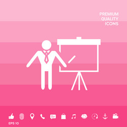 Presentation sign icon man standing with pointer vector