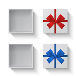 realistic box with bow top view empty open gift vector image