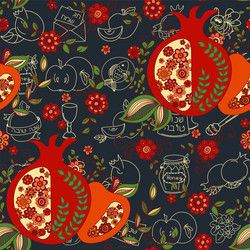 Seamless pattern with apples and honey hand vector