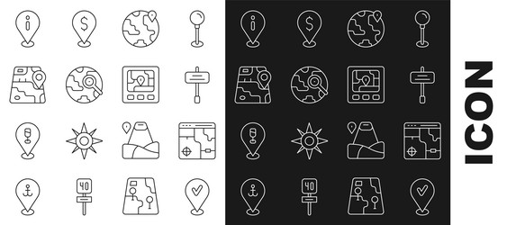 Set line location with check mark infographic vector