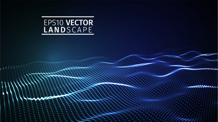 3d glowing abstract digital wave particles vector