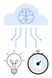 cloud computing concept with brain lightbulb vector image