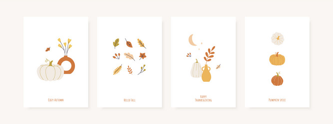 Set of fall season greeting cards and poster vector