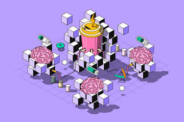 teamwork concept 3d isometric outline web design vector image