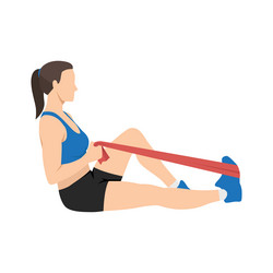 Woman doing resistance band chest opener stretch Vector Image