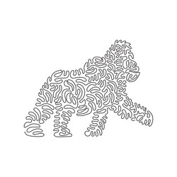 continuous curve one line drawing of cute gorilla vector image