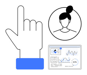 hand pointing with profile avatar and data vector image