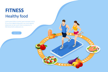 Isometric fitness and diet healthy lifestyle vector