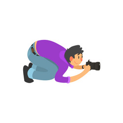 man taking photo from down under vector