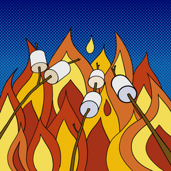 Marshmallow Roasting Fire Pop Art vector